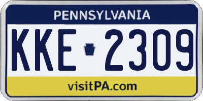 PA license plate KKE2309