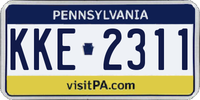 PA license plate KKE2311