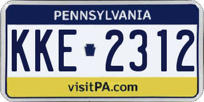 PA license plate KKE2312