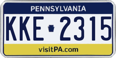 PA license plate KKE2315