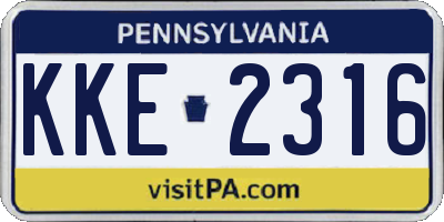 PA license plate KKE2316
