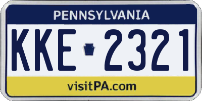 PA license plate KKE2321