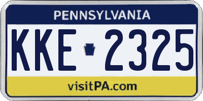 PA license plate KKE2325