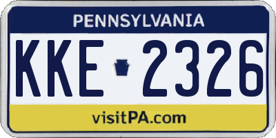 PA license plate KKE2326