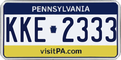 PA license plate KKE2333