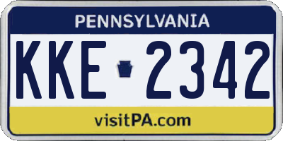 PA license plate KKE2342