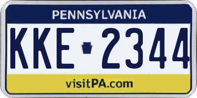 PA license plate KKE2344