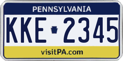PA license plate KKE2345
