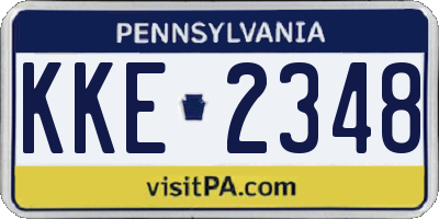 PA license plate KKE2348