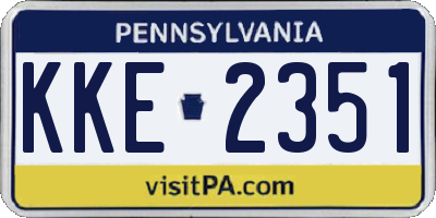 PA license plate KKE2351