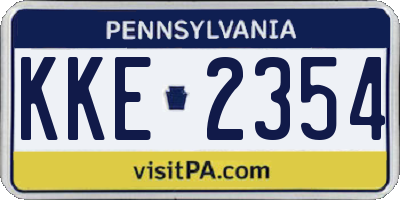 PA license plate KKE2354