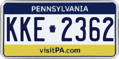 PA license plate KKE2362