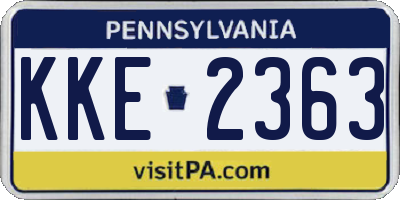 PA license plate KKE2363