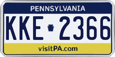 PA license plate KKE2366