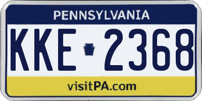 PA license plate KKE2368