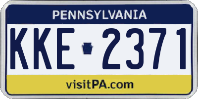 PA license plate KKE2371