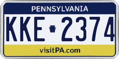 PA license plate KKE2374