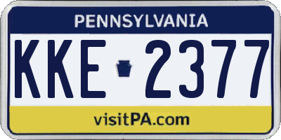 PA license plate KKE2377