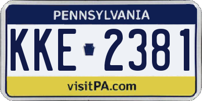 PA license plate KKE2381