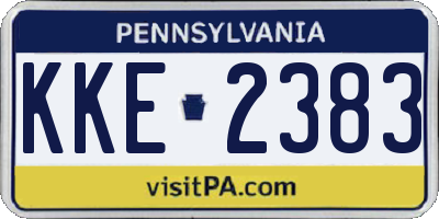 PA license plate KKE2383