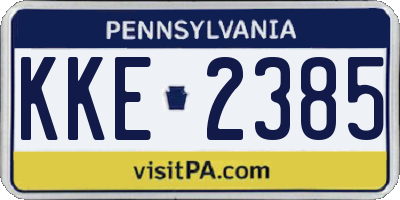 PA license plate KKE2385