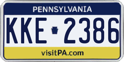 PA license plate KKE2386