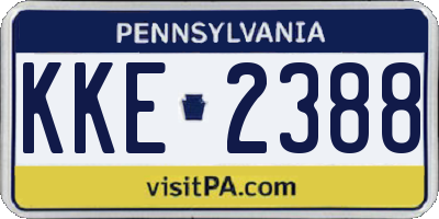 PA license plate KKE2388