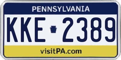 PA license plate KKE2389