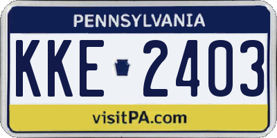 PA license plate KKE2403