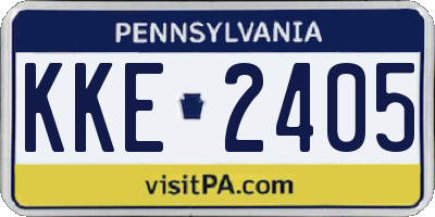 PA license plate KKE2405