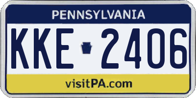 PA license plate KKE2406