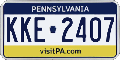 PA license plate KKE2407