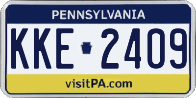 PA license plate KKE2409