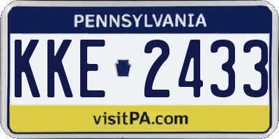 PA license plate KKE2433