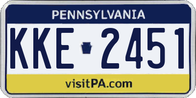 PA license plate KKE2451