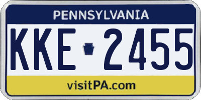 PA license plate KKE2455