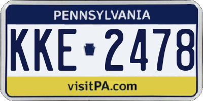 PA license plate KKE2478