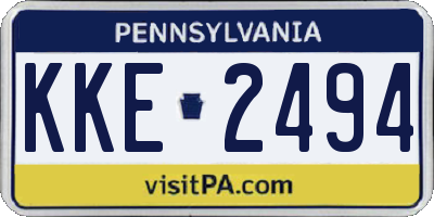 PA license plate KKE2494