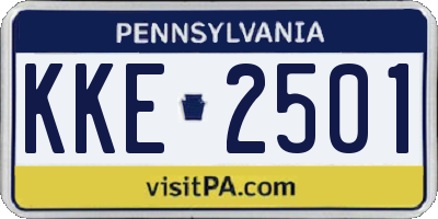 PA license plate KKE2501