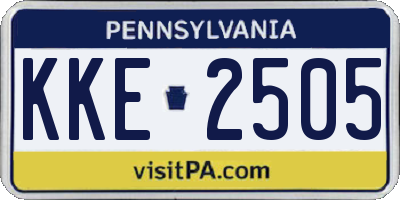 PA license plate KKE2505