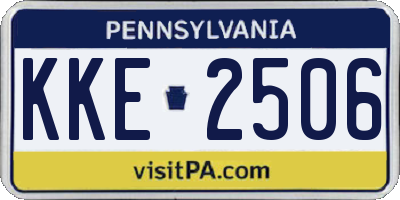 PA license plate KKE2506