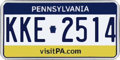 PA license plate KKE2514