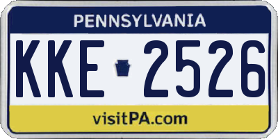 PA license plate KKE2526