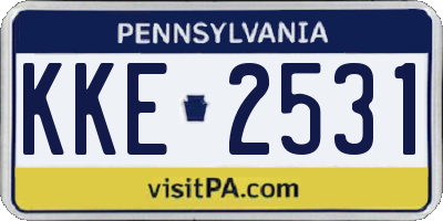 PA license plate KKE2531