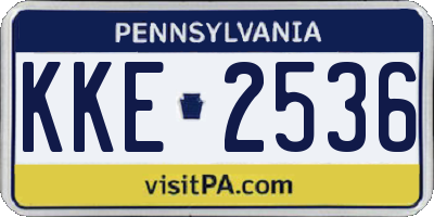 PA license plate KKE2536