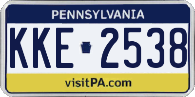 PA license plate KKE2538