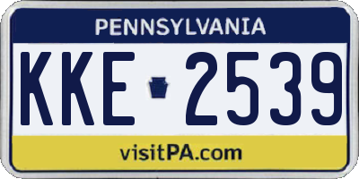 PA license plate KKE2539