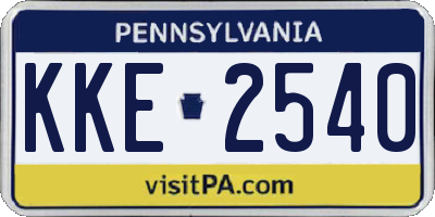 PA license plate KKE2540