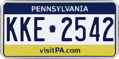 PA license plate KKE2542