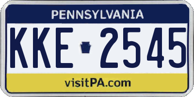 PA license plate KKE2545